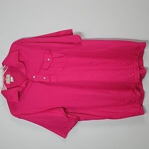 L.L. Bean vintage cotton  bright pink polo shirt men's XL